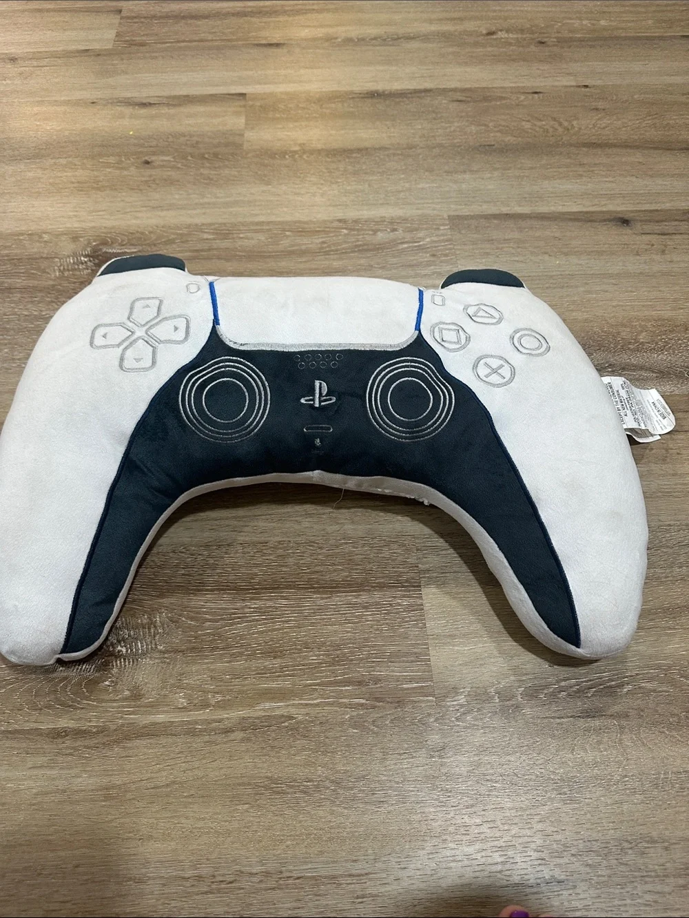 Play station  Controller Plush Pillow in White and Black with Blue Accents